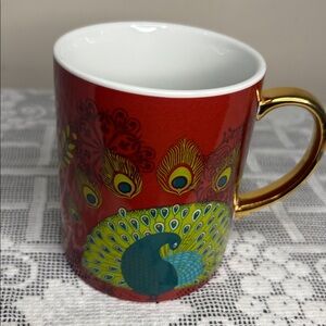 World Market Dutch Peacock Mug with Gold Colored Handle